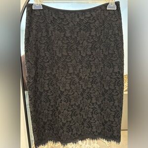 Diane Von Furstenberg Black Lace Skirt Size 2